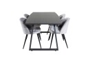 Venture Home Inca Spisegruppe Forlengningsbar 160 cm Rektangulær med 4 Velvet Stoler Sort