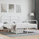vidaXL Sengeramme i metall med hode- og fotgavl hvit 140x200 cm 8720845881894