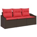 vidaXL Sofa sett 3 stk. Brun polyrotting