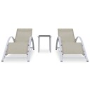 vidaXL Solsenger 2 stk med bord aluminium kremhvit