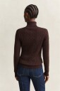 Kabelstrikket turtleneck genser i bomull DEEP BROWN S