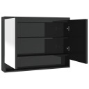  Speilskap til bad 80x15x60 cm MDF skinnende svart