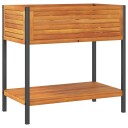 Plantekasse med hylle 45x45x80 cm heltre akasie og stål