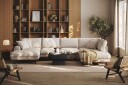 Copenhagen Premium 5 personers Højrevendt U formet Dyb Sofa med Divan og Chaiselong i Stoff   Beige