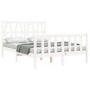 vidaXL Sengeramme med hodegavl hvit 4FT small double heltre