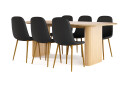 Bark Noira Ovalt Spisebord 220 cm Eik + 8 Nibe stol svart med eikeben   Natur/Svart