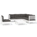  Hagesofagruppe med puter 6 deler furu hvit 3096413