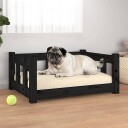 vidaXL Hundeseng svart 65,5x50,5x28 cm heltre furu