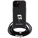 Karl Lagerfeld Crossbody Deksel til iPhone 15 Saffiano Monogram Svart