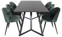 Venture Design Marina & Velvet spisegruppe Svart/grønn 6 st stoler & bord 180 x 90 cm
