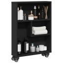 Smal oppbevaringsvogn svart 48x13x68 cm konstruert tre