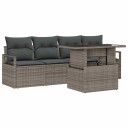 Sofa sett med pute 5 pcs Grå polyrotting