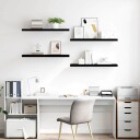 vidaXL Flytende vegghyller 4 stk h?yglans svart 90x23,5x3,8 cm MDF