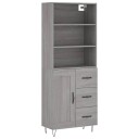 Highboard grå sonoma 69,5x34x180 cm konstruert tre