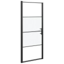 Dusjdør 91x195 cm halvfrostet herdet glass svart