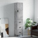 vidaXL Highboard betonggrå 34,5x34x180 cm konstruert tre 8720845482916