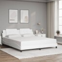  Sengeramme med LED-lys hvit 180x200 cm kunstig lær 8721012358409