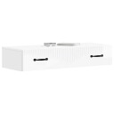 vidaXL Vegghengt Sidebord Høgglans hvit 87,5 x 34,5 x 17 cm