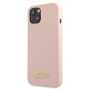 Guess Guhmp13mlslmglp Iphone 13 6,1 Tommer Lyserosa/Lyserosa Hard Deksel Silikonskrift Gulllogo Magsafe