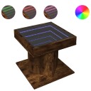  Salongbord med LED røkt eik 50x50x45 cm konstruert tre 847564