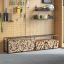 Vedstativ svart 50x30x209 cm stål