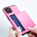 iPhone 15 Hybrid-deksel med Skyvekortholder Rosa
