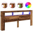  Sengegavl med LED gammelt tre 220x18,5x103,5 cm konstruert tre 8721158446817