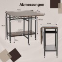 Sammenleggbart spisebord med hjul og vinstativ – rustikk brun
