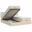 vidaXL Ottoman Seng med Madrass og LED Krem 180 x 200 cm Stoff