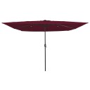  Firkanthageparasol med LED lamper 295x245 cm Burgunder