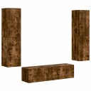  TV benksett 6 pcs Røkt eik Konstruert tre