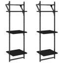  Vegghyller med 2 hyller stenger 2 stk svart 30x25x100 cm 8721012045927