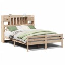  Seng med bokhylle uten madrass 140x200 cm heltre furu 8721158610508