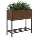  Plantekasser med hylle 2 stk brun 70x28x70 cm polyrotting