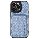 iPhone 15 Pro Magnetisk Deksel med Kortlomme Karbonfiber Blå
