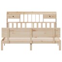  Seng med bokhylle uten madrass 180x200 cm heltre furu 8721158614858