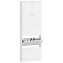 vidaXL Skoskap h?yglans hvit 59x17x169 cm konstruert tre