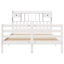  Seng med bokhylle uten madrass hvit 140x190 cm heltre furu 8721158607188