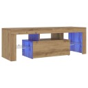 TV benk med LED lys artisan eik 120x36,5x40 cm konstruert tre