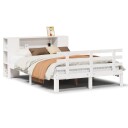  Seng med bokhylle uten madrass hvit 140x200 cm heltre furu 3322711