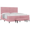 vidaXL Boksfjær Seng med madrass Rosa 200 x 200 cm Fløyel