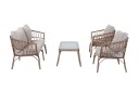 Sunzo Nimbus sofagruppe Natur med beige pute 2 sitssoffa 2 fåtöljer & bord 90x50 cm Natur
