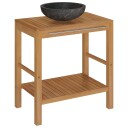  Baderomshylle heltre teak med vask marmor svart