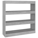 vidaXL Bokhylle/romdeler gr? sonoma eik 100x30x103 cm