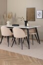 Venture Home   Spisegruppe Jimmy med 4 spisestoler Velvet Stitches   Hvit