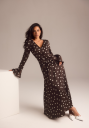 Bubbleroom Ruched Front Midi Dress Brown XL
