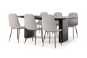 Bark Noira Ovalt Spisebord 220 cm Svart + 6 Nibe stol beige med valnøttben   Svart/Beige