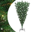  Opp ned kunstig juletræ med baller med 300 LED grønn 210 cm PVC