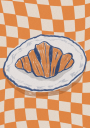 French Morning Croissant on Retro Plate Plakat Plakat / 100x150cm