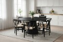 Siena Spisegruppe rund 150 cm Svart med 6 Dastoori spisestoler   Svart